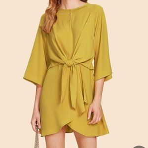 🆕 Bell Sleeve Knotted Wrap Front Dress